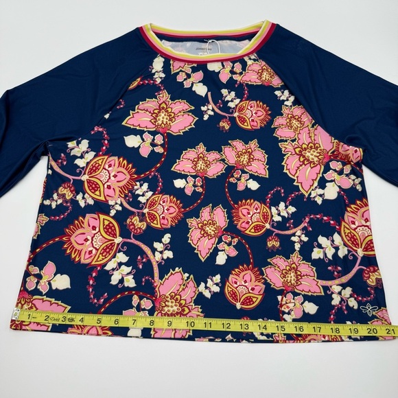 NWT Johnny Was Active Women’s Blue Pink Graphic Long Kimono Sleeve Shirt Large - Picture 13 of 16